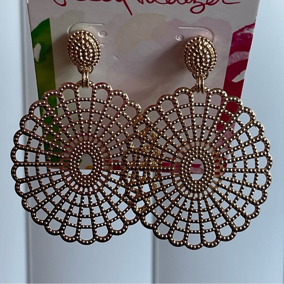 Lilly Pulitzer Lilly Lace Statement Earrings Gold - Picture 3 of 5